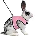 Niteangel Adjustable Soft Harness with Elastic Leash for Rabbits (L, Pink)