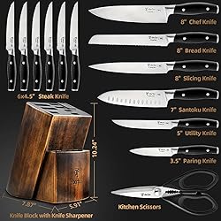 Kitchen Knife Set with Block, 15PCS Full Tang Knife