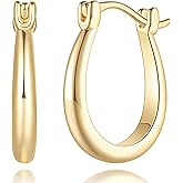14K Gold Hoop Earrings for Women 14K Gold Earrings for Women Gold Hoop Earring for Womens Hoops Cute and Unique U-Shaped Design Hoops Earring for Womens 16/25/30/35mm
