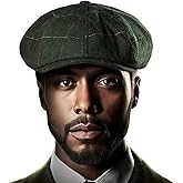 LADYBRO 8 Panel Newsboy Hats for Men Cap Cabbie Irish Adjustable Wool Blend Tweed Retro