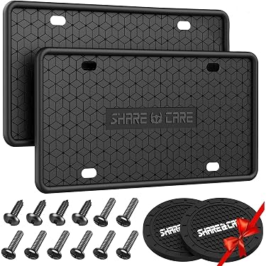 2pcs Black Stainless Steel Metal License Plate Frame Tag Cover Screw