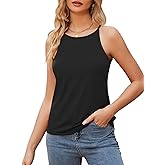 Degkim Trendy Camisole Tops for Women Hign Neck Tank Top Sleeveless Shirts Loose Fit Cami Tanks