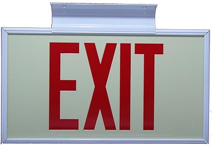 75ft Red Lettering Emergency Exit Sign Single Sided With White