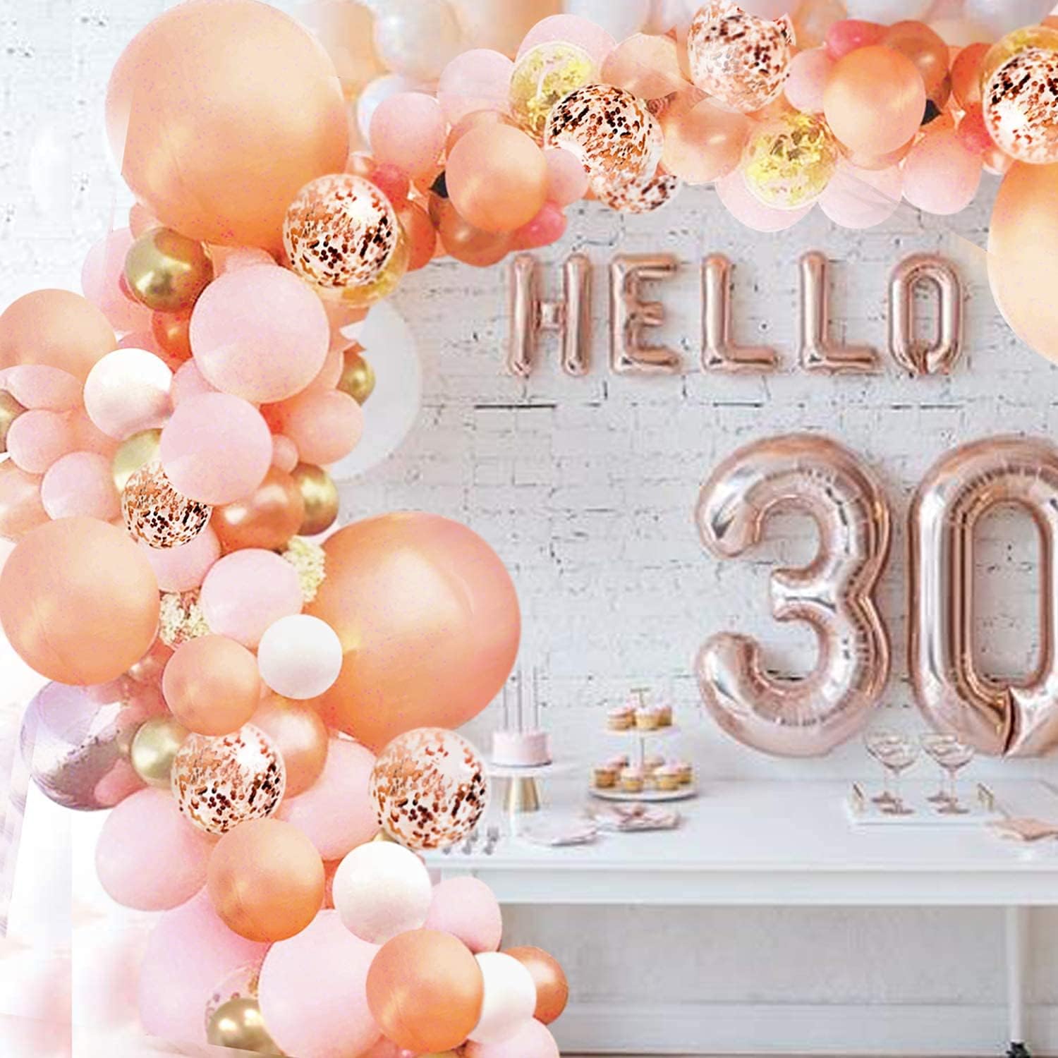 Rose Gold Balloon Garland Arch Kit, 152 Pieces Rose Gold Pink White and Gold Confetti Latex Balloons for Baby Shower Wedding Birthday Graduation Anniversary Bachelorette Party Background Decorations: Toys & Games