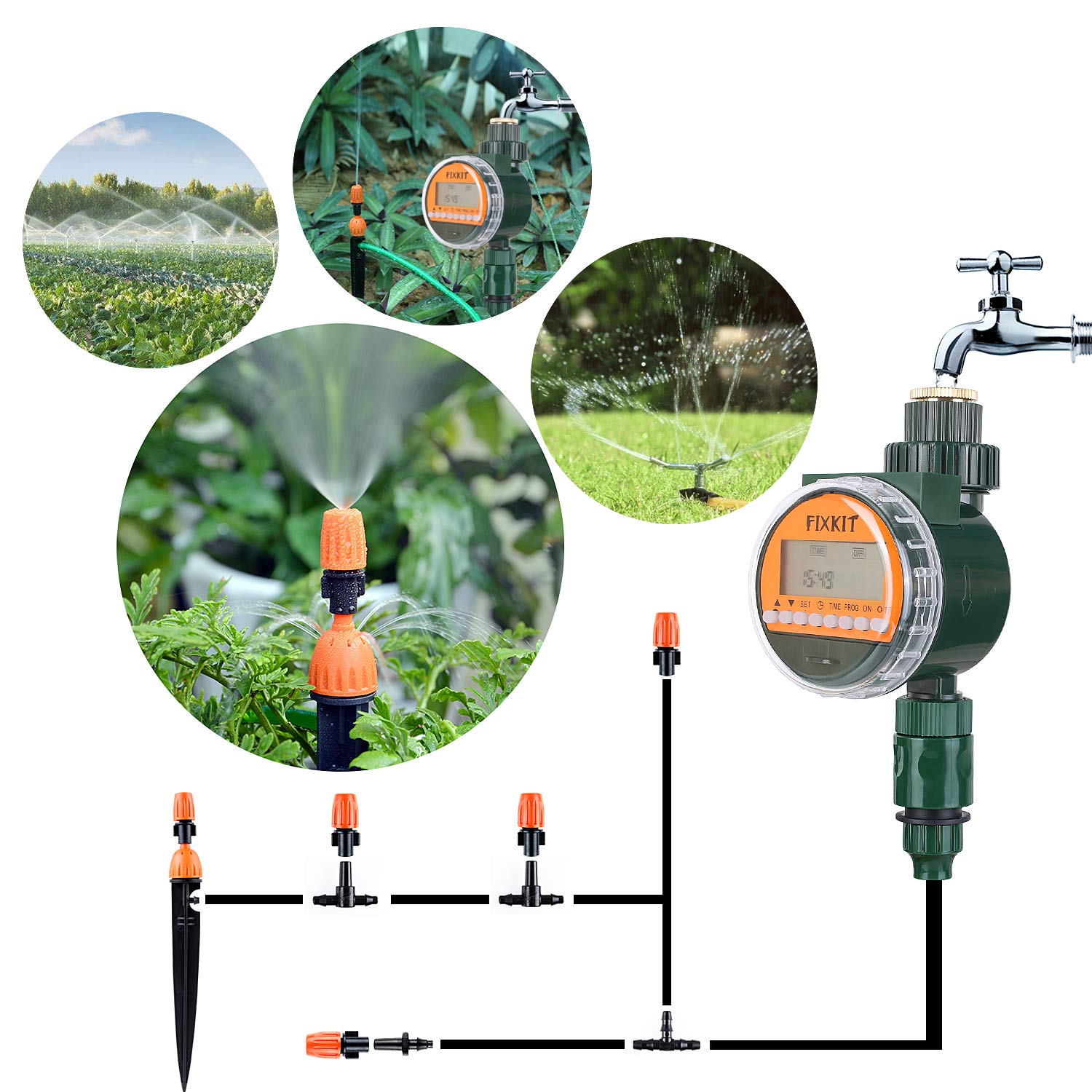 Attrezzature Per L Irrigazione Display Lcd Impermeabilita Ip67 Fixkit Timer Irrigazione Automatica Con Sensore Pioggia E Connettore Per Rubinetto Dellacqua Intelligente Programmatore Irrigazione Fino A 30 Giorni Giardino E Giardinaggio Aikidojo Fr