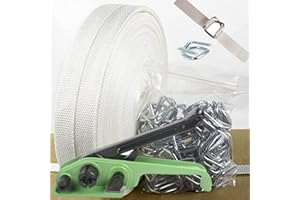 PALMAROSA Banding Strapping Kit, Woven Cord Pallet Packaging Tool, Upgraded Strapping Tensioner Tool, 3/4" x 330' Woven Cord (2400 LBS Break Strength), 100pcs Metal Buckles and Woven Cord Roll