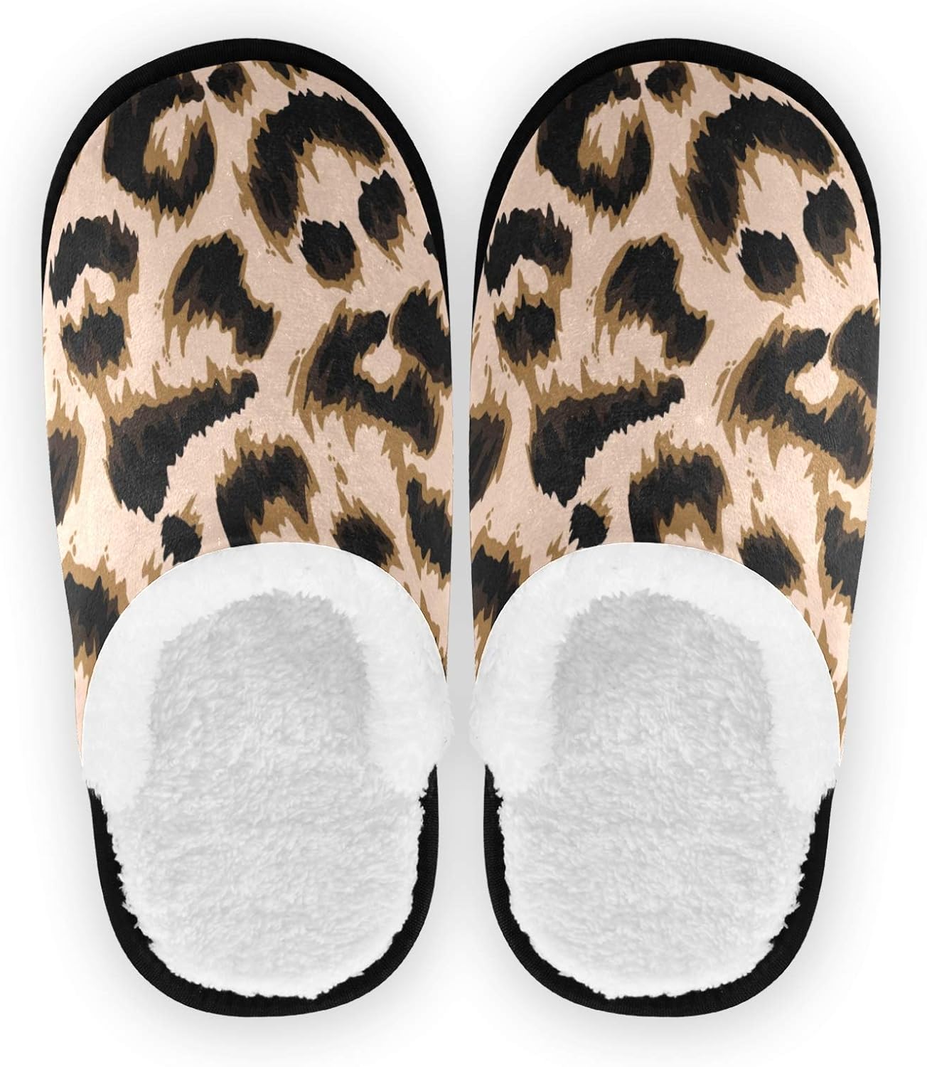 PUXUQU Women's House Slippers Vintage Leopard Print House Shoe Bedroom