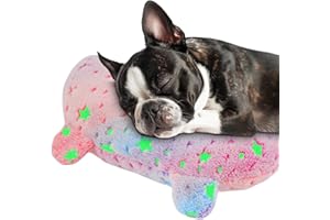 POMESEA Dog Calming Pillow Glow in The Dark, Soft U-Shaped Pet Pillows for Dogs & Cats, Machine Washable, Dog Neck Pillow, Joint Relief, Better Sleep (Large, Pink)