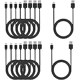 Smays USB C Cable Bulk, 6ft 10-Pack Type C Phone Charger Cord Black