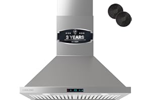 CAVALIERE Digital 462 CFM Wall Mount Range Hood 30 Inch, 3-Year Warranty, Enhanced Stainless Steel, Ducted/Ductless Range Hood Convertible (Kit Included), LED Lights, Baffle Filter, Touch Controls