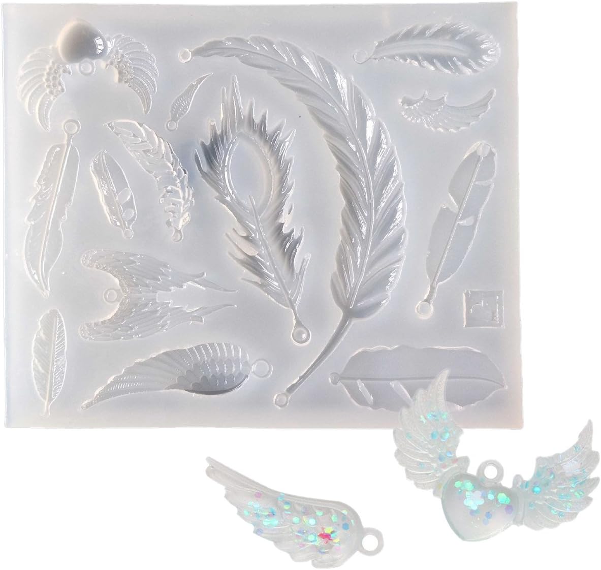 Multi Feathers Pendant Crystal DIY Jewels Mold Beading Casting Mould DIY Handmade Silicone Mould Clear Mould For Resin Crystal Lovely Gift
