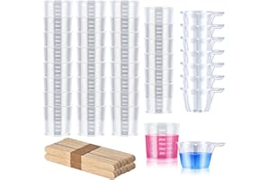 TAKIMO 90 PCS Resin Epoxy Mixing Cups Kit,30 PCS 30ML Plastic Measuring Cups,20 PCS 30ML Paint Epoxy Resin Mixing Cups,with 40 PCS Craft Sticks for UV Resin, Epoxy Resin, Paint Mixing, Jewelry Making