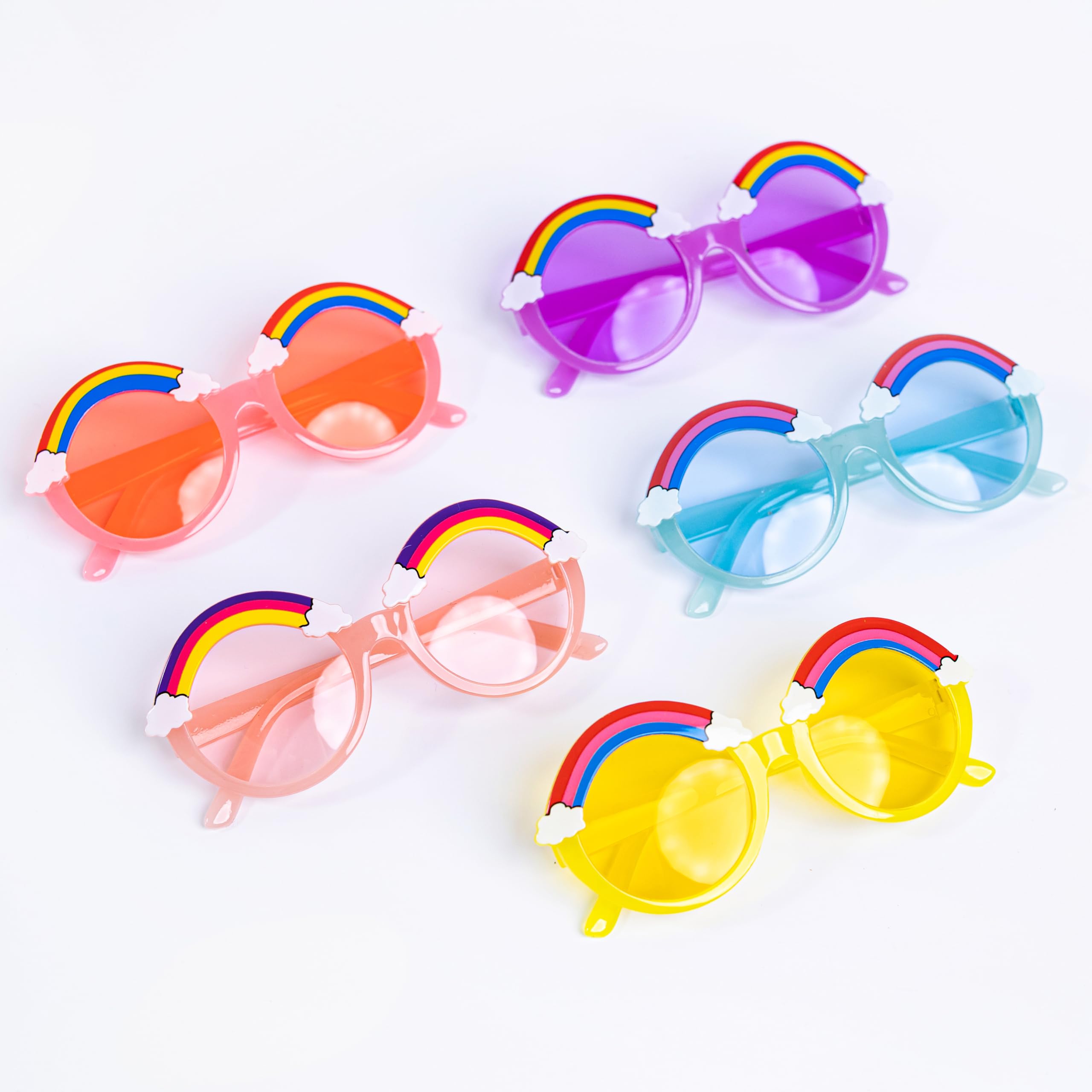 Toyseum 10 x Rainbow Toy Sunglasses for Kids, Cute Party Bag Fillers for Girls, Pack of 10 (5 Unique Colours)