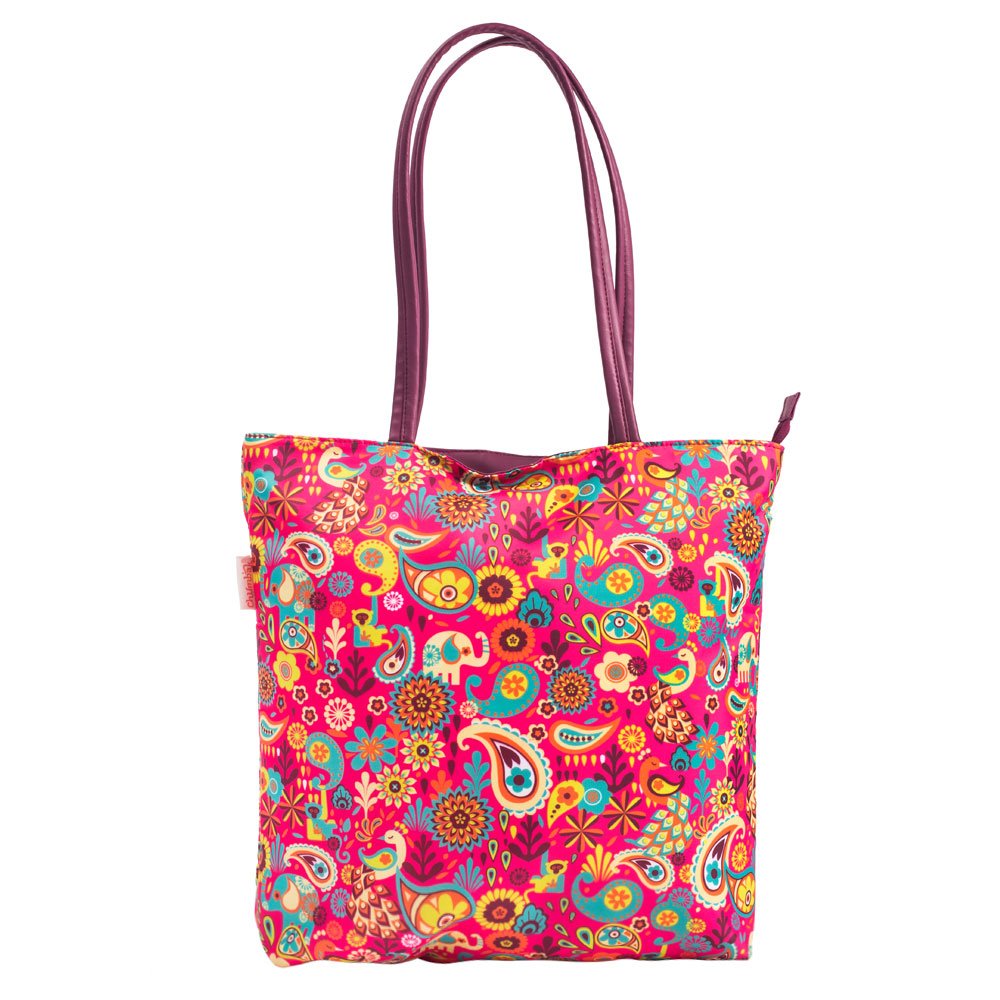 chumbak women's polyester tote bag, pink