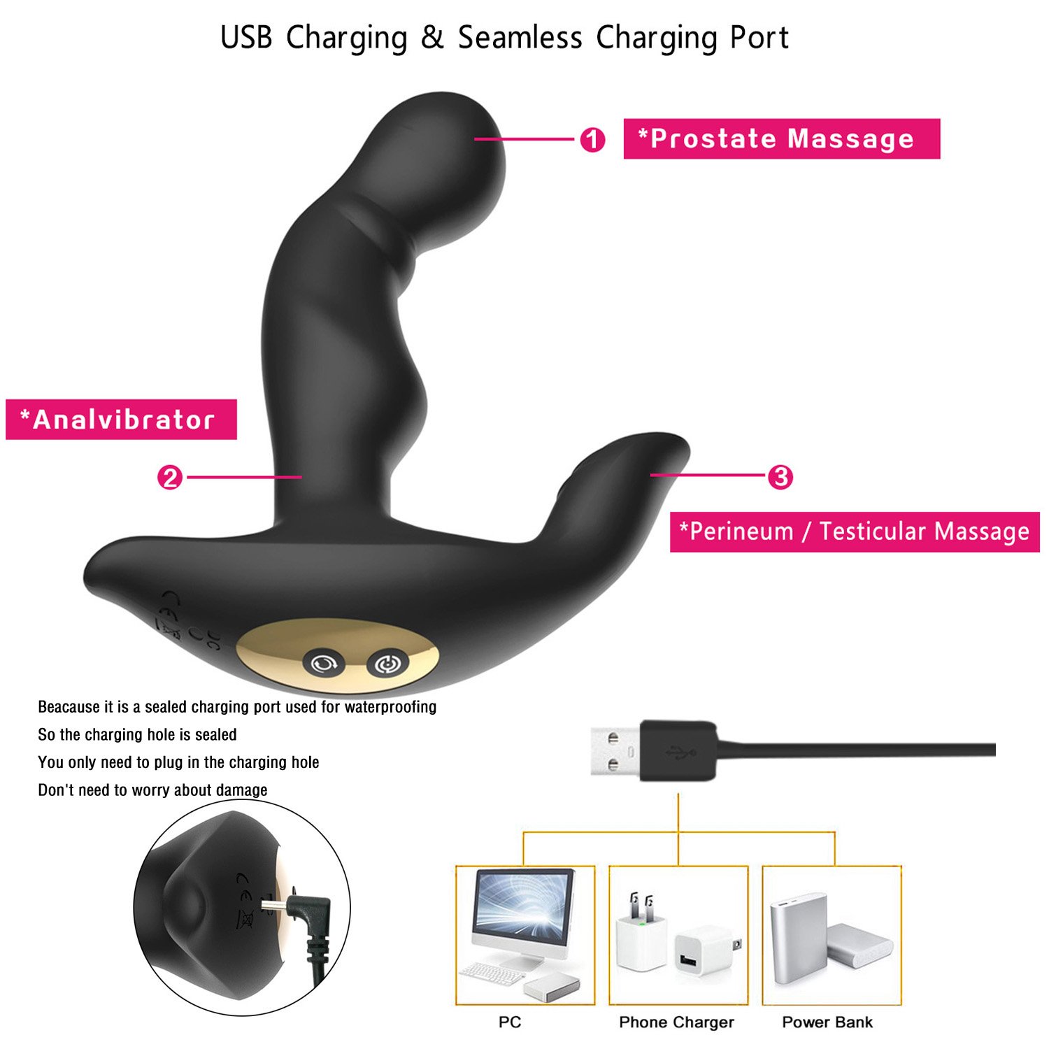 Prostata Vibratoren Massagegerät für Männer mit Doppeltem Motor 10 Vibrationsmodi und 4 Gang Drehung, James love Silikon Anal Butt Plug Vibrator Analdildo 100% Wasserdicht, Wiederaufladbar (Schwarz)