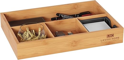 Amazon Com Lavish Home 4 Compartment Bamboo Drawer Divider