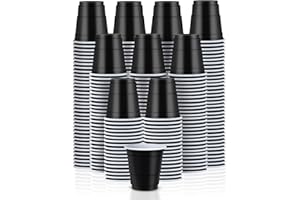 KesaPlan 150PCS 2oz Plastic Shot Glasses, Black Disposable Shot Cups, Mini Plastic Cups for Tasting Serving Samples Whiskey Vodka, Small Party Cups for Christmas Weddings Birthday Party
