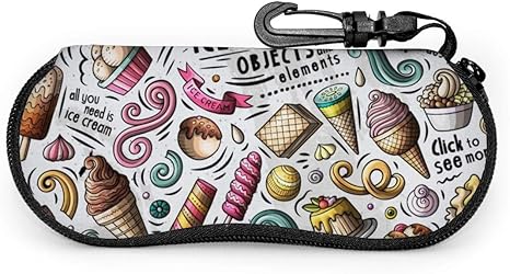 Amazon Co Jp 落書き アイスクリーム柄 メガネケース メガネポーチ 擦り傷防止 ファスナー式 フック付き サングラスケース かわいい 眼鏡入れ 筆箱 眼鏡ケース めがねケース 化粧バッグ おしゃれ ホーム キッチン