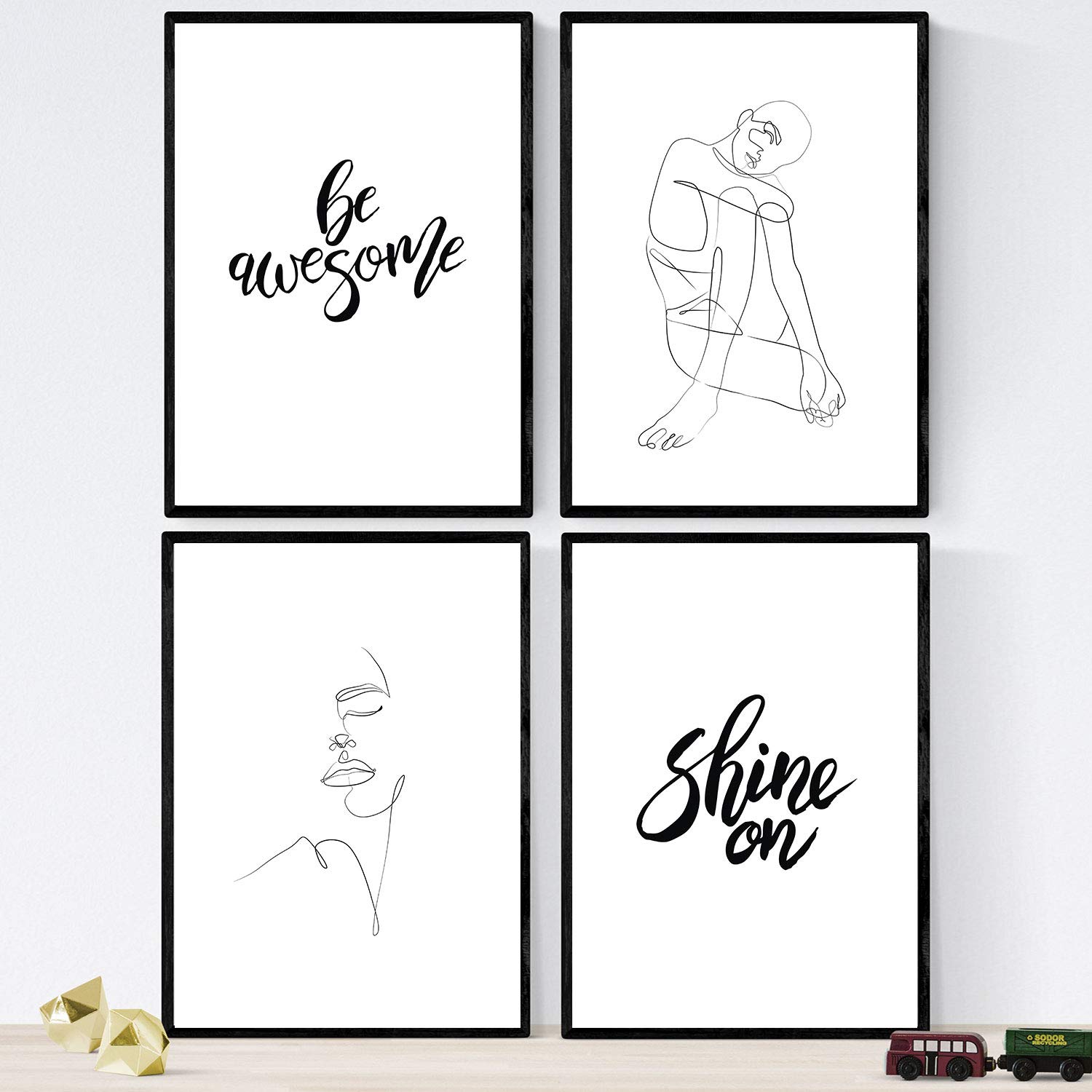 Nacnic Set happy sheets with messages and drawings to a single stroke. Pack of posters' was incredible. A3 size unframed