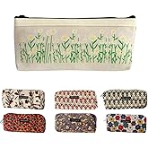 NIORYUZ Flower Prints Pencil Pen Pouch Purse Bag Cosmetic Case Organizer Soft Cotton Canvas (E)
