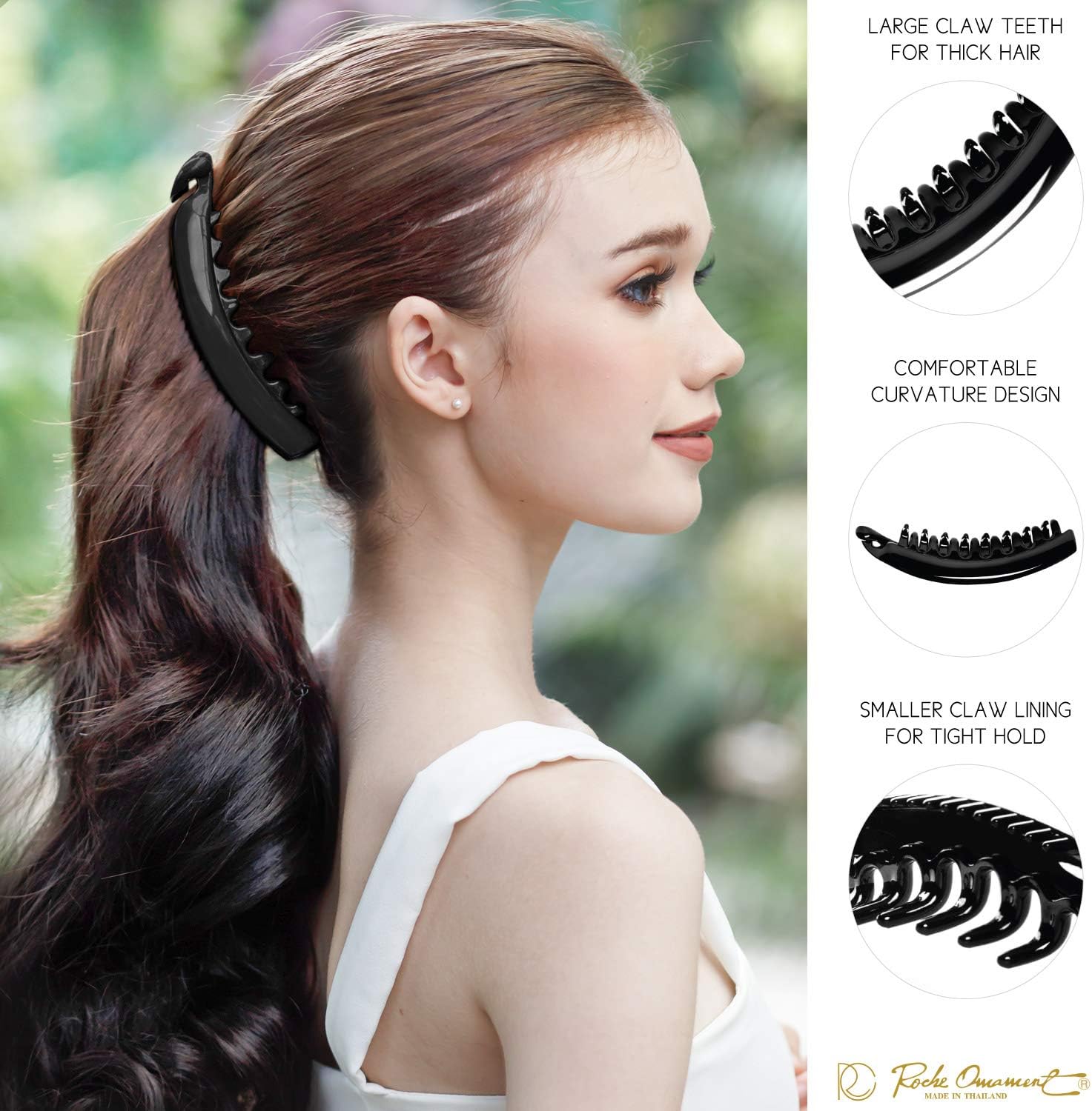 RC ROCHE 6 Pcs Large Banana Hair Clips Claws for Women Thick Curly Ponytail Holder Maker Big Comb No Crease Strong Hold Styling Clasp - Image 3