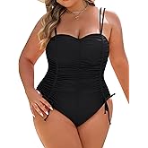 Blooming Jelly Women Plus Size One Piece Swimsuit Tummy Control Bathing Suit Ruched Drawstring Swim Suit Modest Swimwear