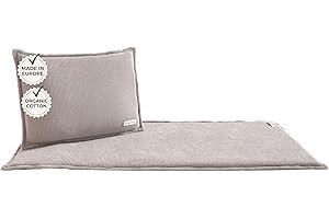 BADESOFA SAUNASOFA™ Sauna Mat & Pillow Set – 2 Person Sauna seat Cushion with Pillow – Luxury Sauna Gift for Infrared or Finnish Sauna in Taupe