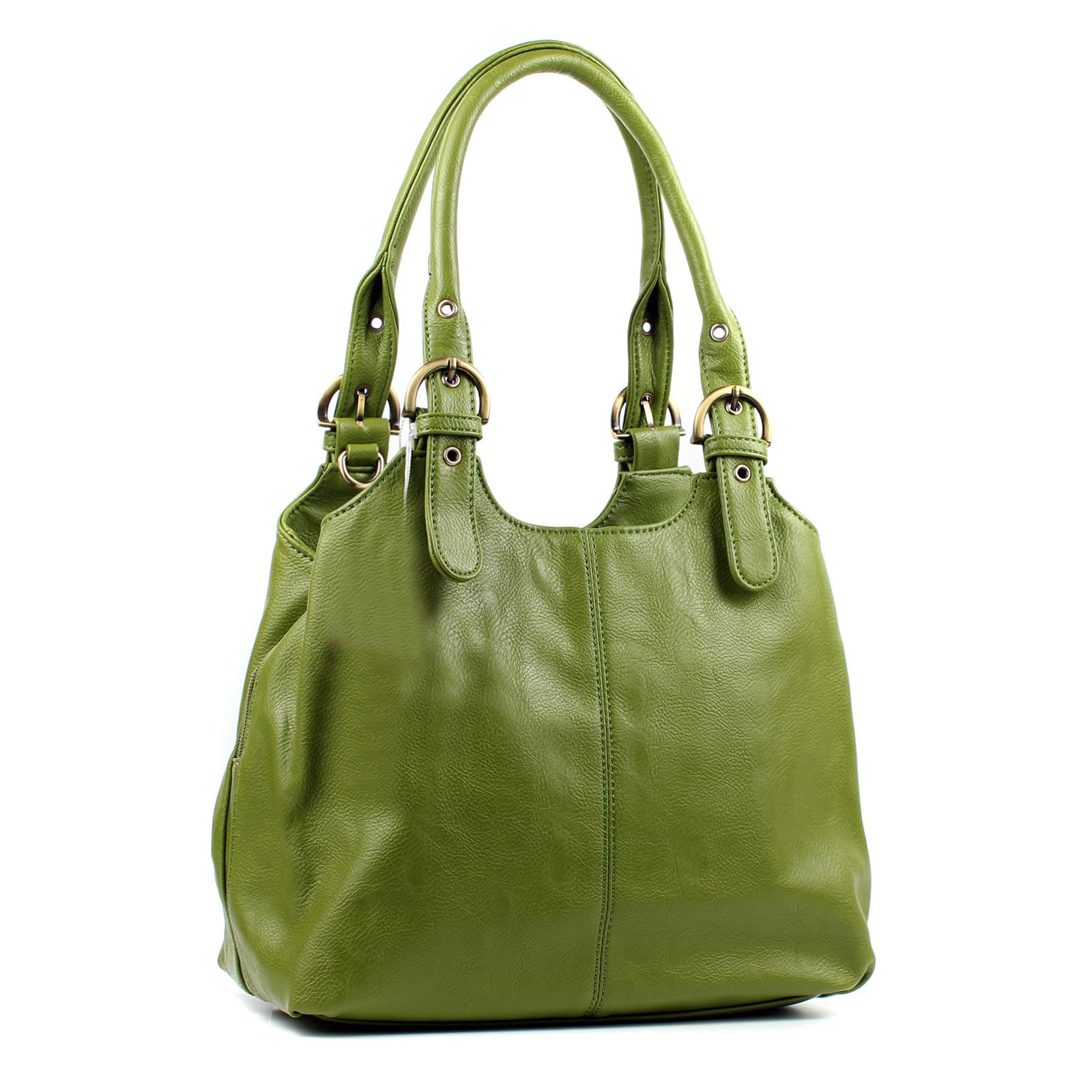 AOSSTA Women's Tote Bag Multi Pockets Soft Leather Hobo Shoulder Bags With Long Strap Ladies Handbags Large Crossbody Bags (Green)