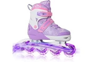 Nattork Adjustable Inline Skates for Kids Boys & Girls, Blue Black Red with Light up Wheels, Youth Blade Roller Skating for Beginners Ages 3-15