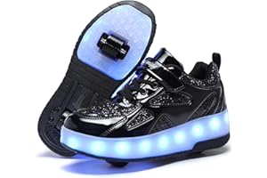 HOVERKICKES LED Roller Skate Shoes for Kids Boys Girls Light Up Roller Sneakers with Detachable Wheels Rechargeable Flashing Wheeled Shoes