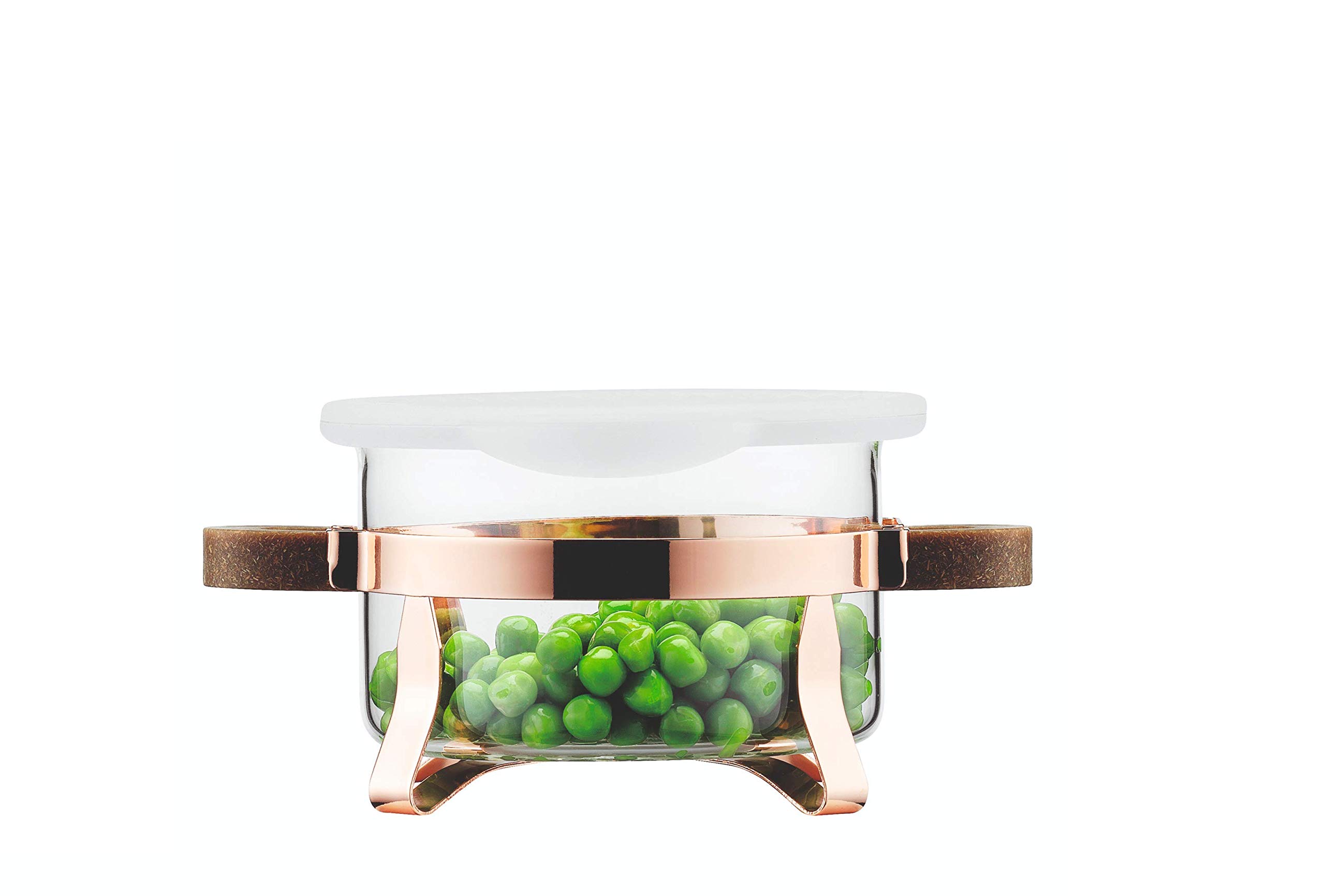 Bodum Chambord Bakeware Dish Set with Silicone Lid and Copper Stand, Clear, 0.25 Litre