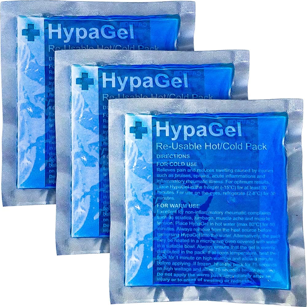 Safety First Aid Group HypaGel Reusable Hot/Cold Gel Pack, Compact Pack of 3 - for Sports First Aid, Muscle Strain and Pain Relief - Microwave and Freezer-safe