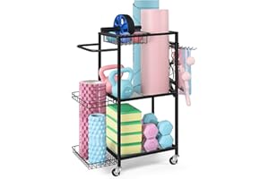 LIANTRAL Yoga Mat Storage Rack - Metal Gym Organizer for Yoga Mats, Foam Rollers & Fitness Equipment, Space Saving Workout Equipment Storage Rack for Home Exercise and Fitness Gear