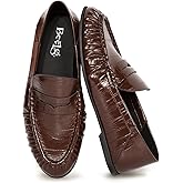 BeeLg Penny Loafers for Women Suede Flats Shoes Casual Loafer Dressy Vintage Work Business Flat Shoe