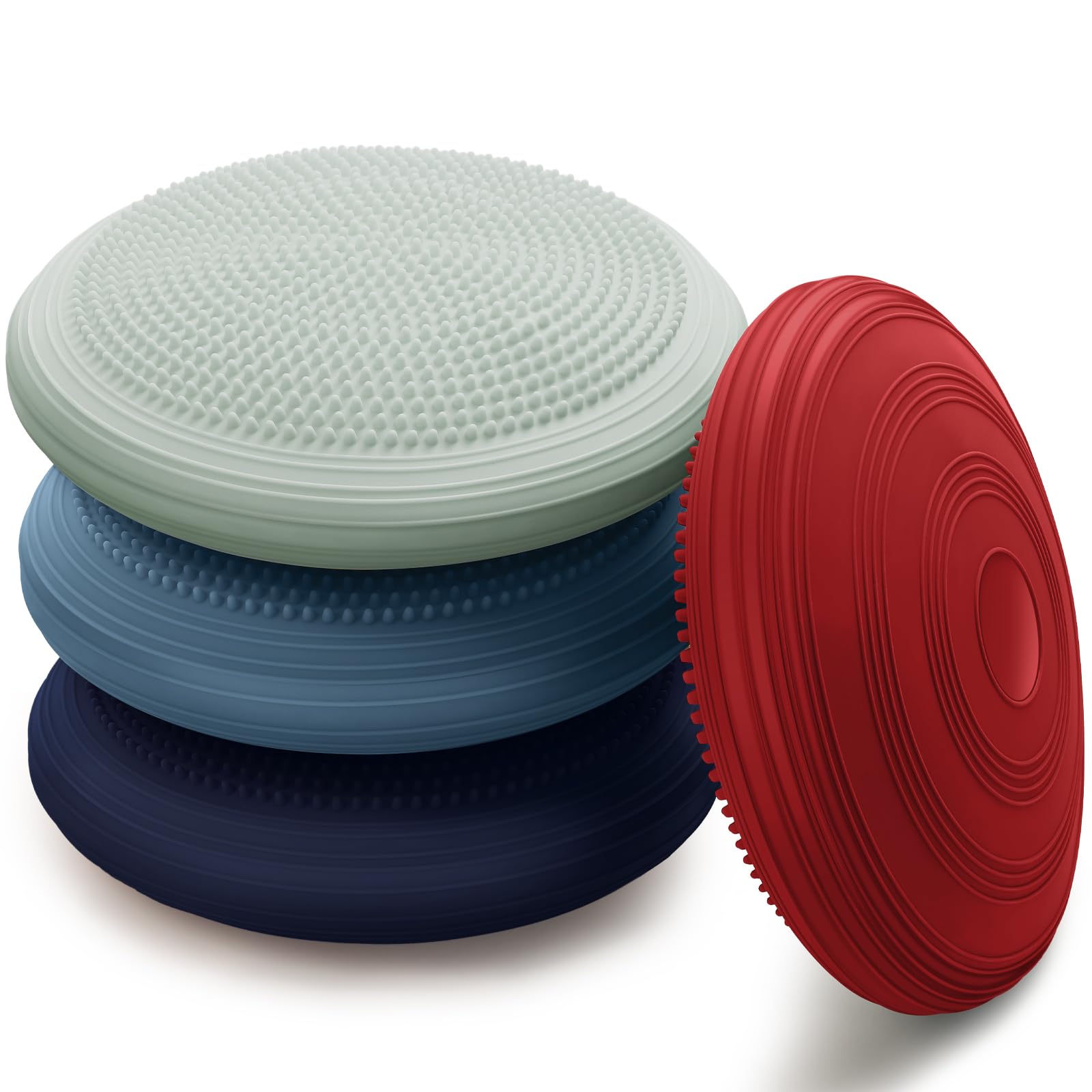 Photo 1 of Libima 4 Pcs Wiggle Seat Inflated Wobble Cushion for Sensory Kid 13 Inches Balance Disc Flexible Seating for Classroom Sensory Pad for Chair Wiggle Cushion with Needle Pump(Red Blue)