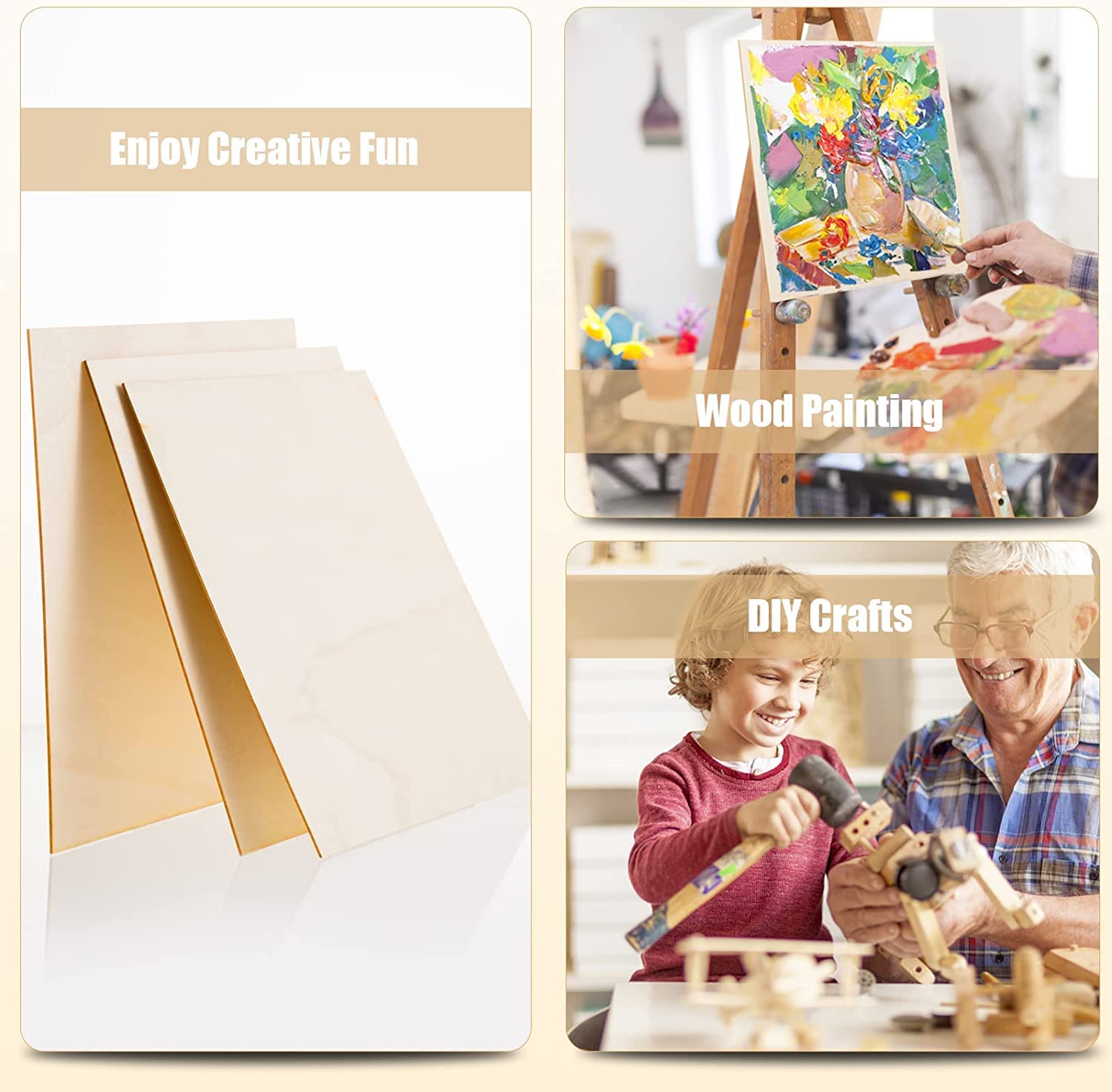 12 Pack 12 x 12 x 1/16 Inch-2 mm Thick Basswood Sheets for Crafts Unfinished Plywood Sheet Square Craft Wood Sheet Boards for DIY Projects, Architecture Models, Engraving, Wood Burning, Staining