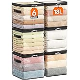 Lifewit 6 Pack Clear Clothes Storage Bags, 11 Inch Clear Cube Storage Bins, 18L Vinyl Foldable Moving Bags with Zipper, Storage Container for Sweater Sheets Yarns