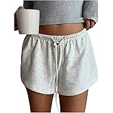 SOLY HUX Women's Drawstring Waist Shorts Button Elastic Low Rise Casual Summer Shorts