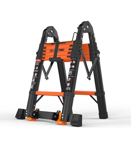 SINMEIRUN 16.5 FT Telescoping A Frame Ladder, 8 Step, ANSI