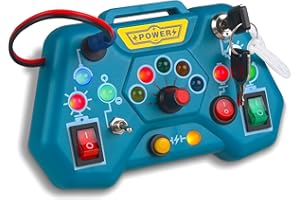 Laiydontos Toddler Toys LED Busy Board,Montessori Toy for 1-3 Year Old, Kids Sensory Board, Light Switches Preschool Learning Activities Travel Toy for 1 2 3 4 Boys Girls Birthday