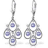 2.4 Carat 14k Solid White Gold Chandelier Earrings Tanzanite