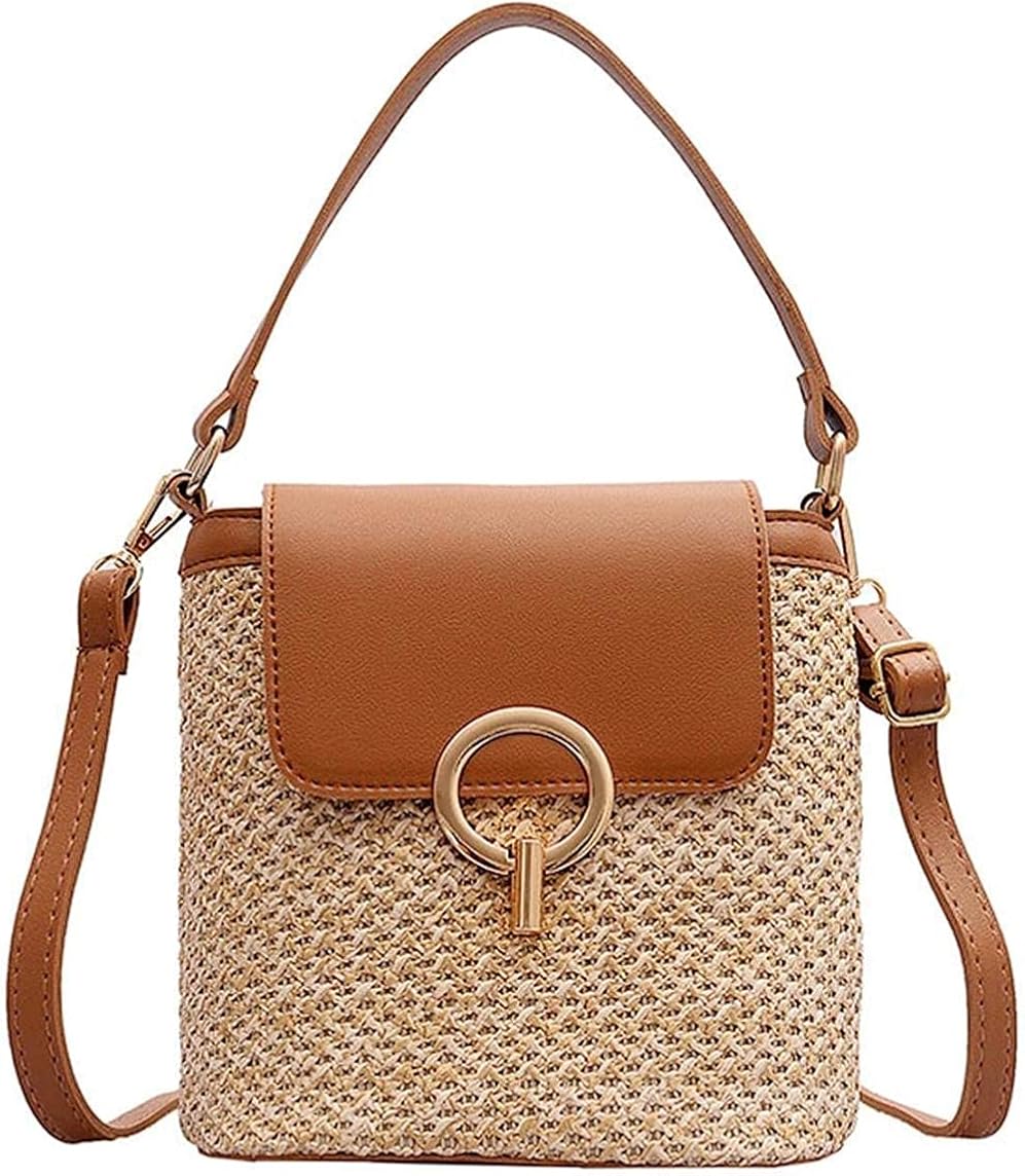 Straw Handbag, Womens Tote Bag Summer Straw Shoulder Bag Weave Bag for