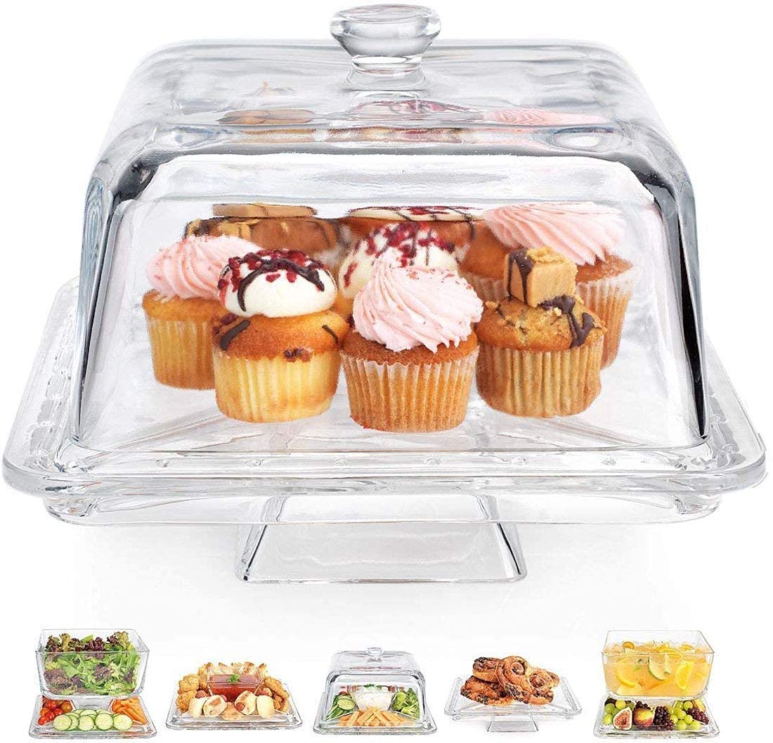 ROSLYN® Acrylic Dome Cake Stand 3 in 1 Multifunctional Serving Platter