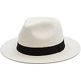 Joywant Womens Straw Fedora Beach Sun Hat, Packable Wide Brim Panama Hat for Women UV UPF50+ Summer Hat