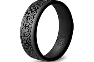 Knot Theory Warrior Courage, Strength, Serenity, Wisdom Silicone Ring for Men Women - Dual Layer Engraving - Breathable Comfort Fit 6mm Rubber Wedding Band