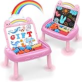 Gifts for 1-2 Year Old Girls, Toddlers Unicorn Toys with Magnetic Letters and Numbers, Portable Preschool Learning and Educational Toys for 1-2 Year Old Toddler Girl Birthday Christmas Gifts(Pink)