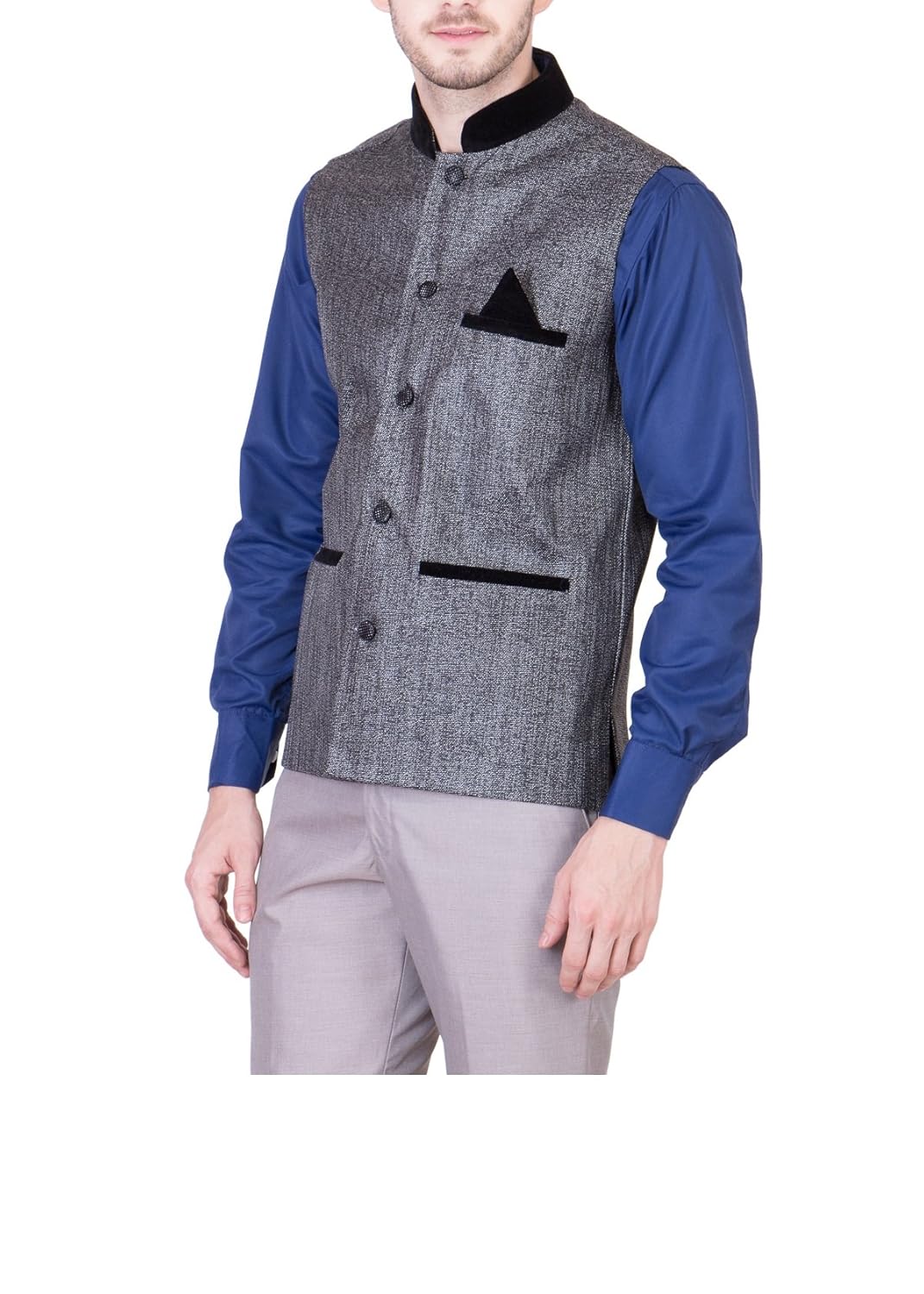 akaas merchandise men jute nehru jacket waistcoat (35-8hkq-vehf_grey_s)