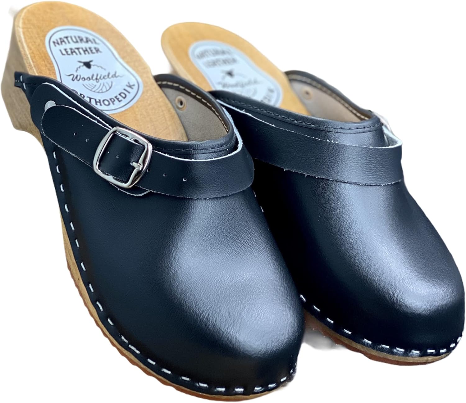 Woolfield Urban Mule Clog Original Handmade Wooden Leather Clog for
