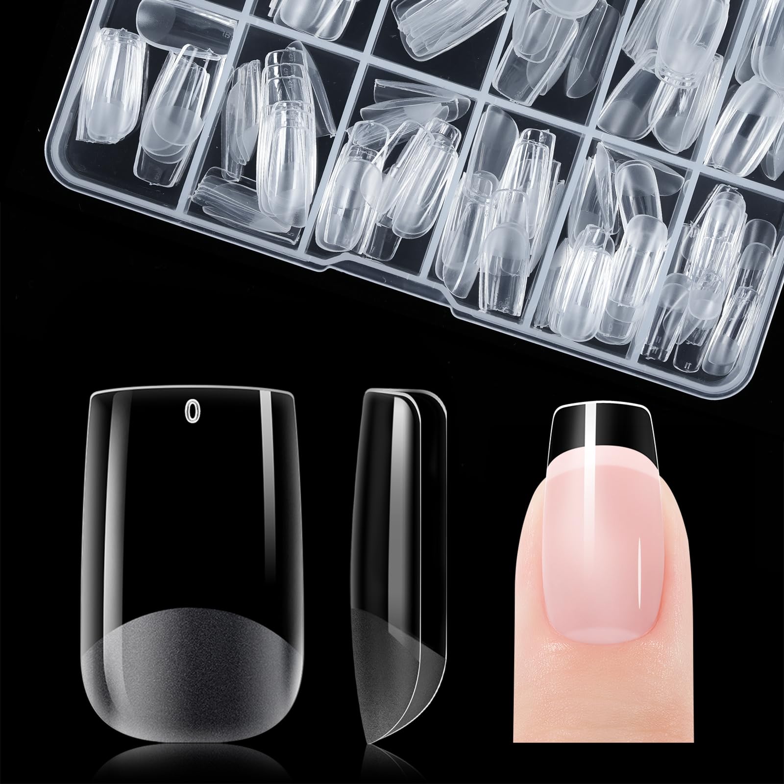 Short Square Nail Tips for Salon: Gelike EC Soft Gel Nails Tip Easy and Long Last- 120pcs 12 Sizes for DIY Practice Art Design at Home