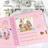 Miaikoe DIY Scrapbook Album 20.5x20.5 cm Kraft Pink 20 Sheets Spiral Binding view 3